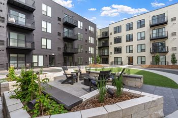 Three courtyards with fire pits